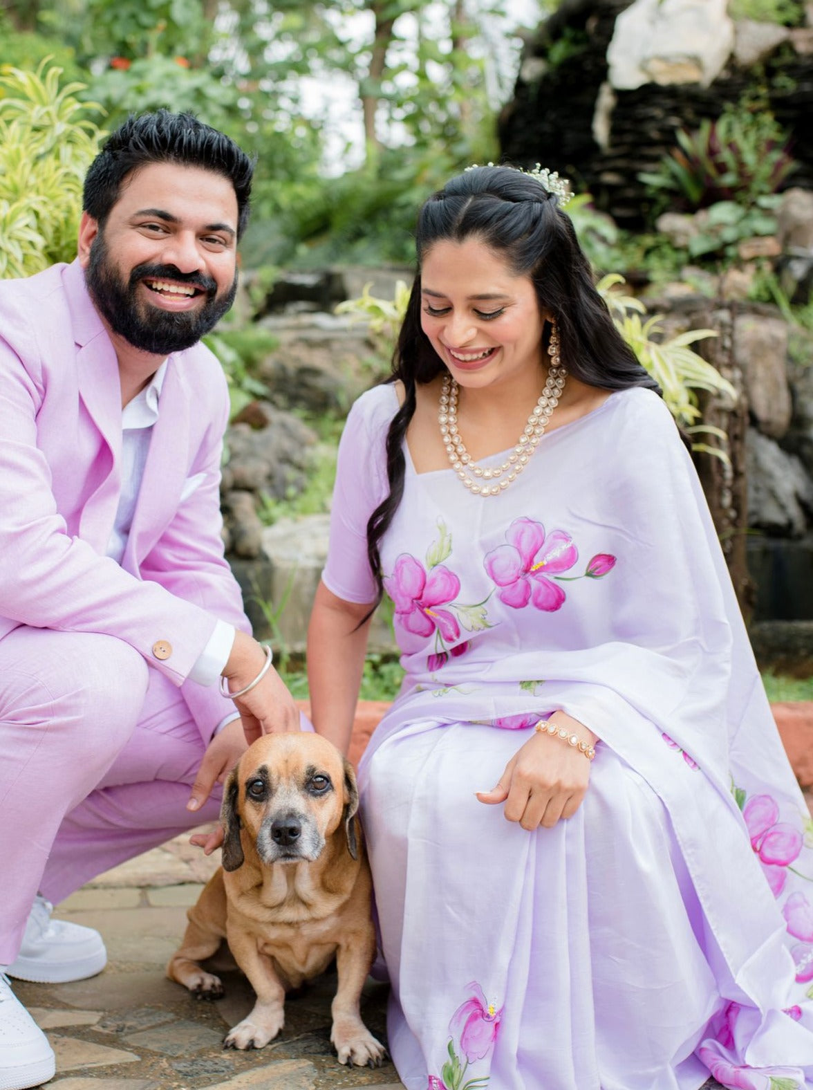 Hibiscus on Lilac Silk Saree