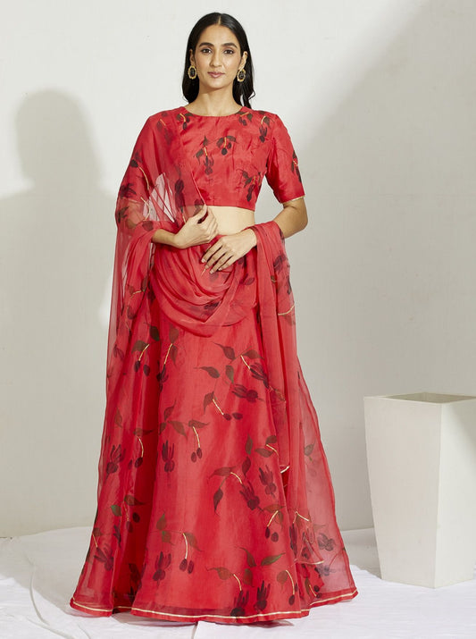 The Red Fuchsia Lehenga