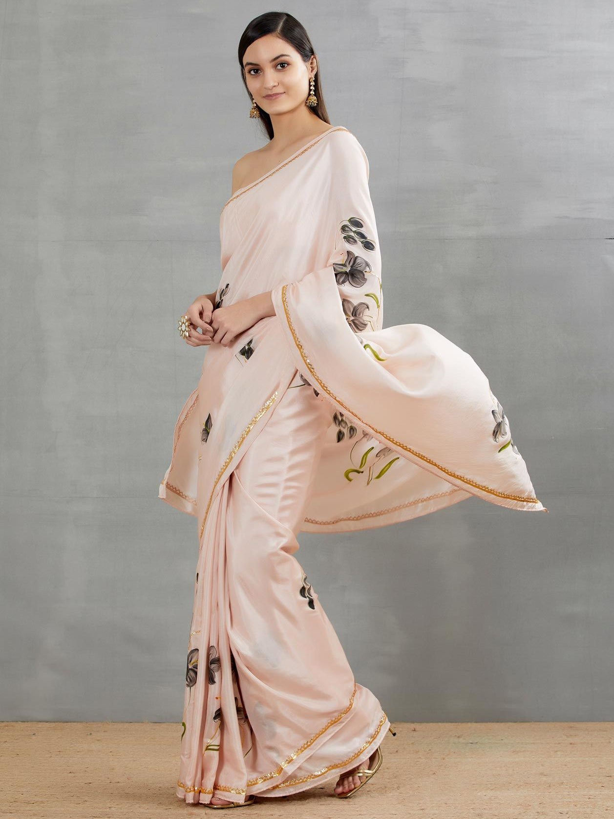 Black Lilies On Dull Rose Silk