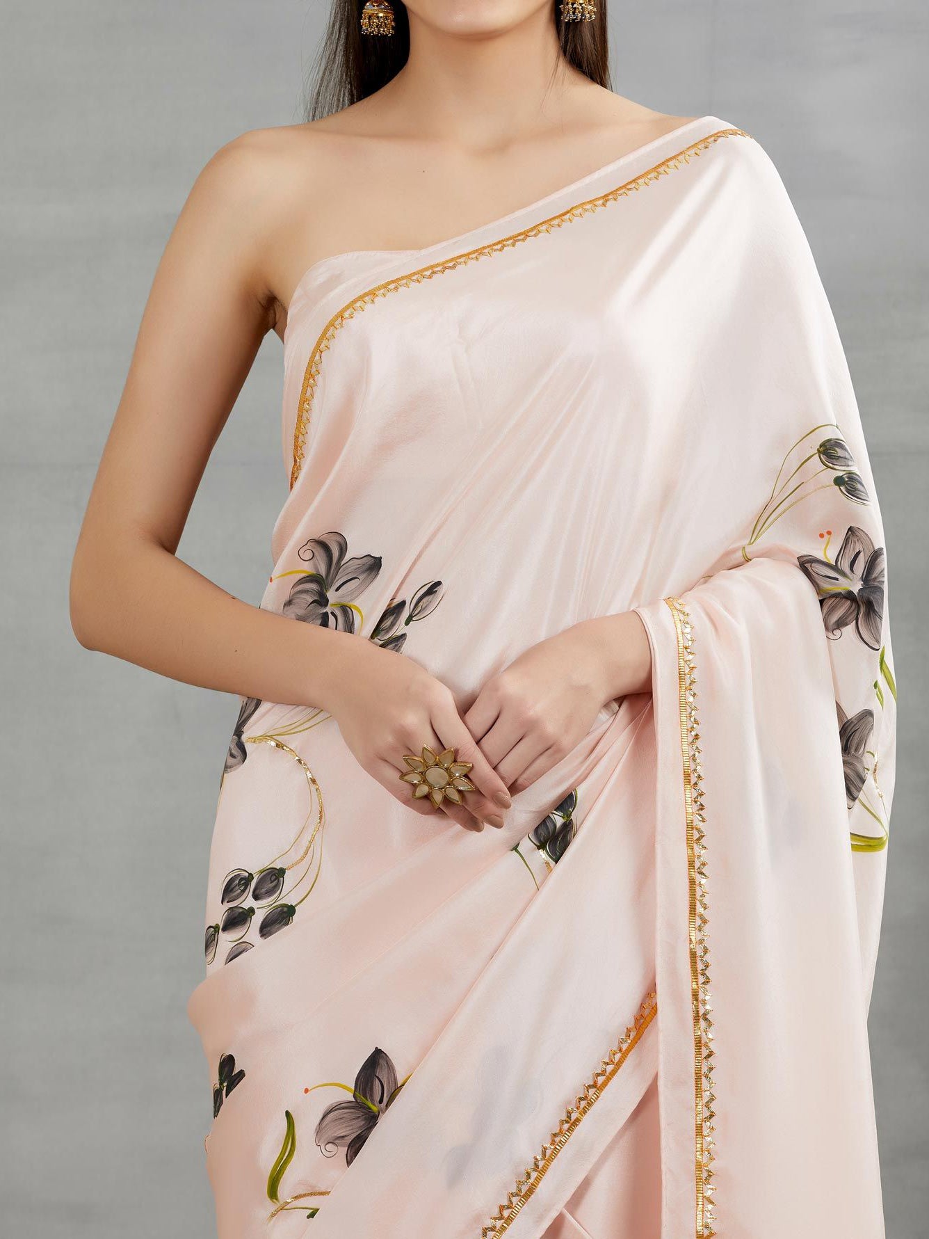 Black Lilies On Dull Rose Silk