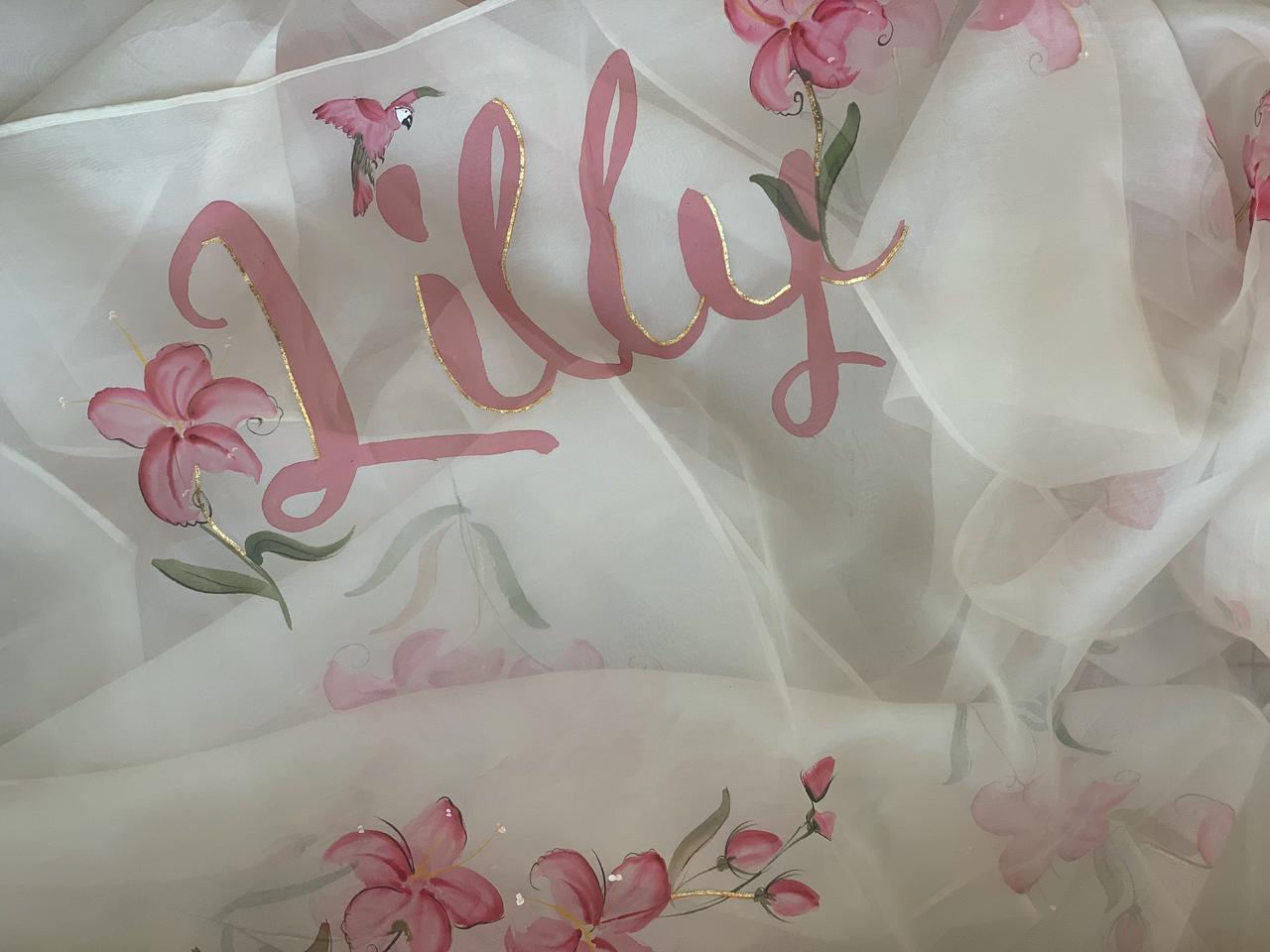 Custom name saree with Lilies