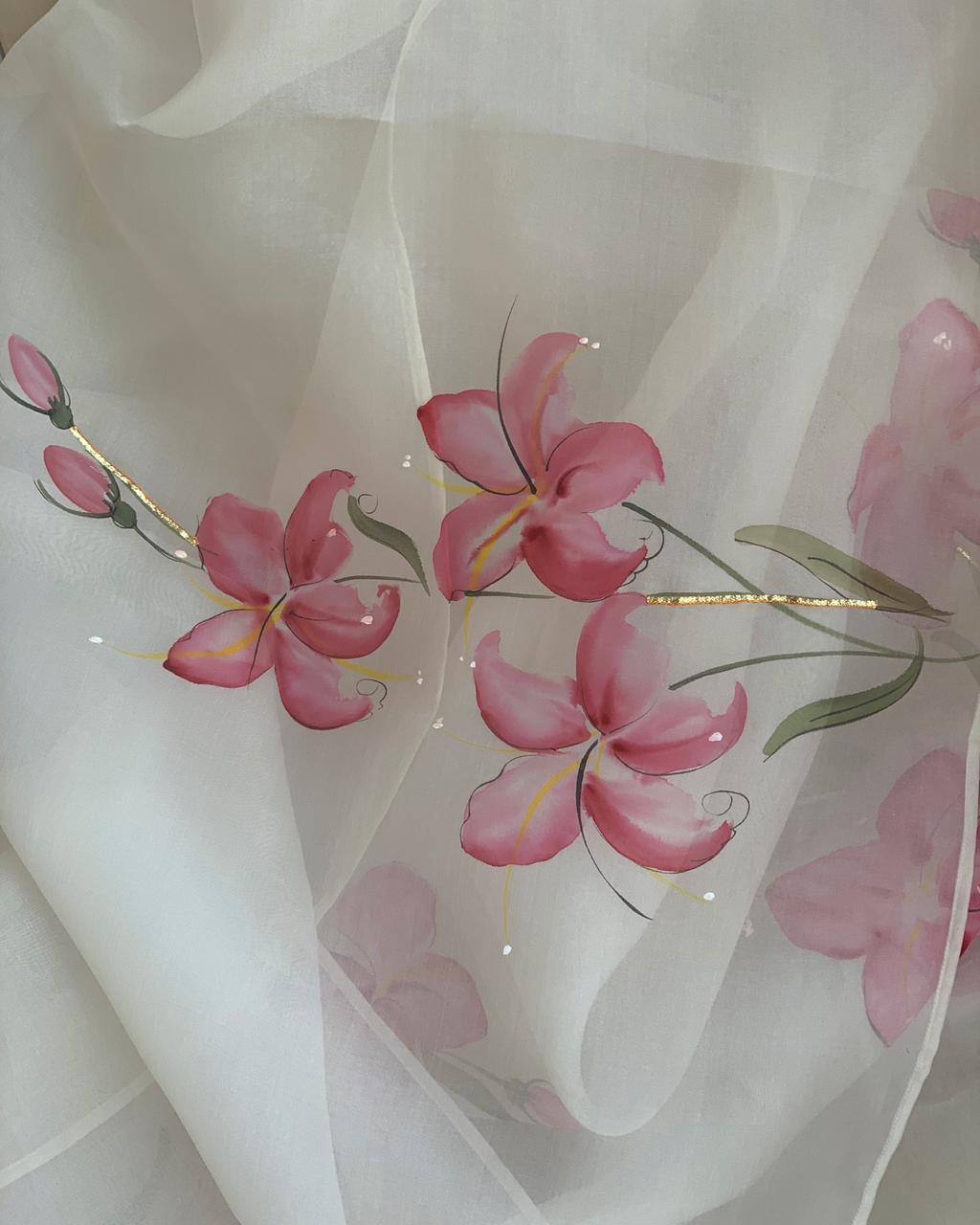 Custom name saree with Lilies