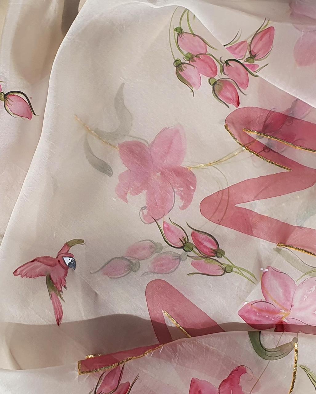 Custom name saree with Lilies