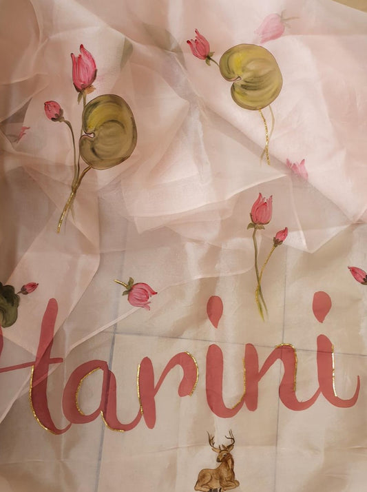 Custom Name on Lotus Organza Saree