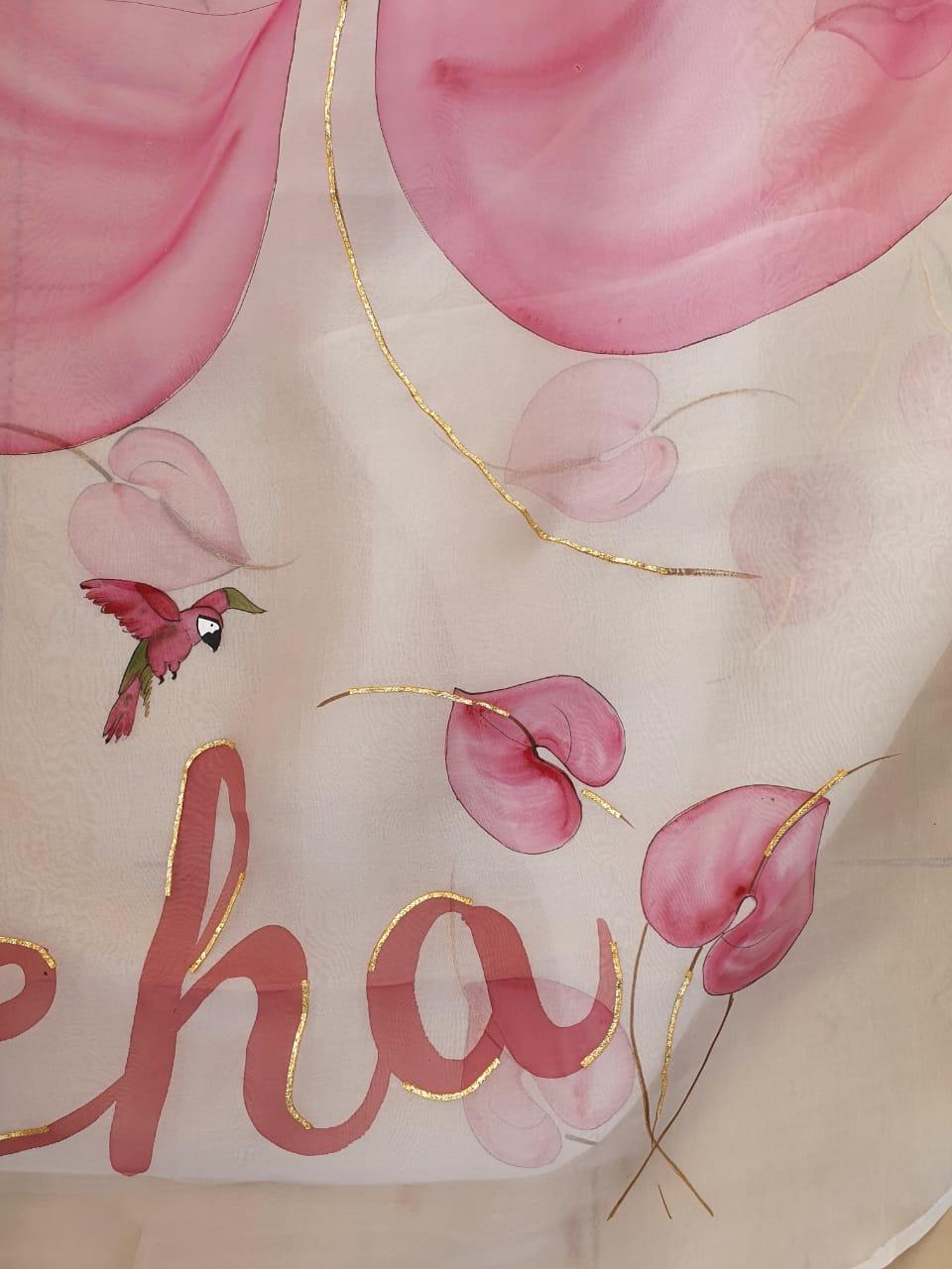 Custom Name on Ahi Organza Saree