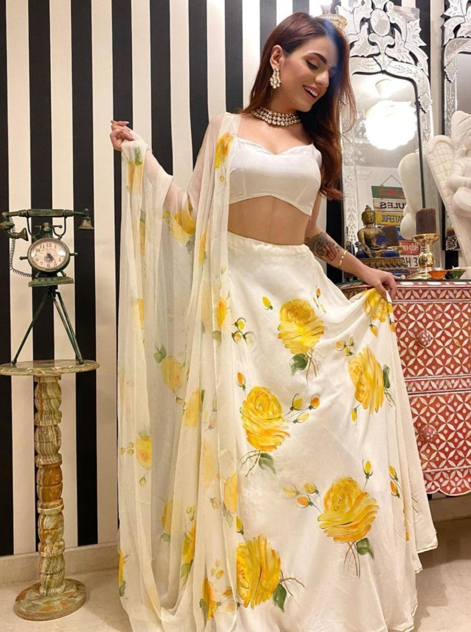 Lemon rose Lehenga