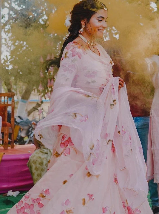 Bouganville’s on Dull rose- Lehenga