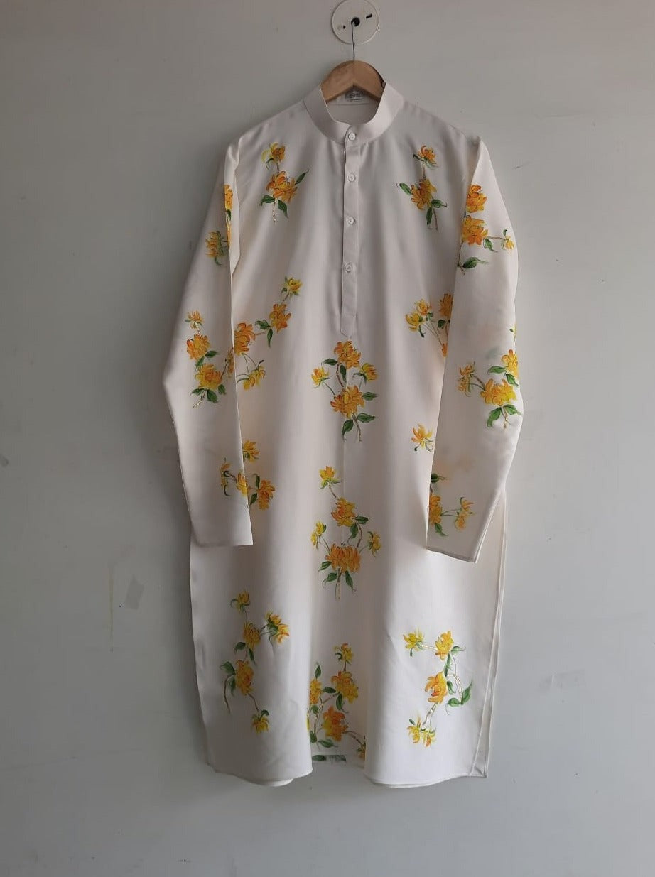 Peonies on Mens kurta