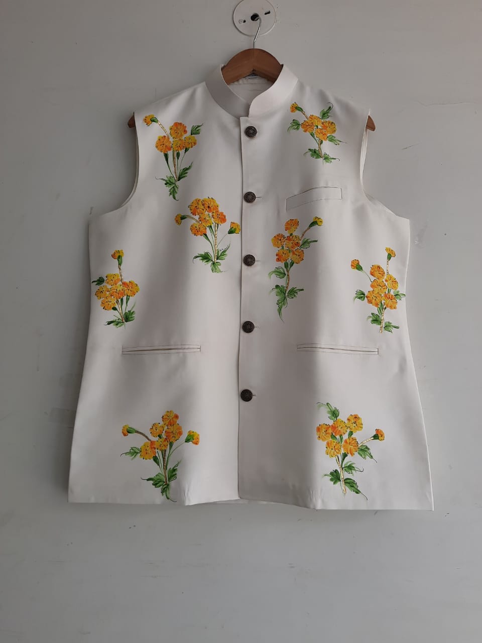 Marigolds on Nehru jacket